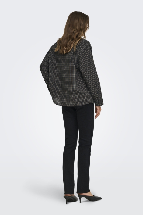 Jacqueline de Yong zwarte dames blouse | Model achteraanzicht