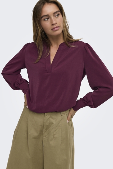 Jacqueline de Yong Blouse JDYAYA L/S V-NECK WVN 15382837 Windsor Wine