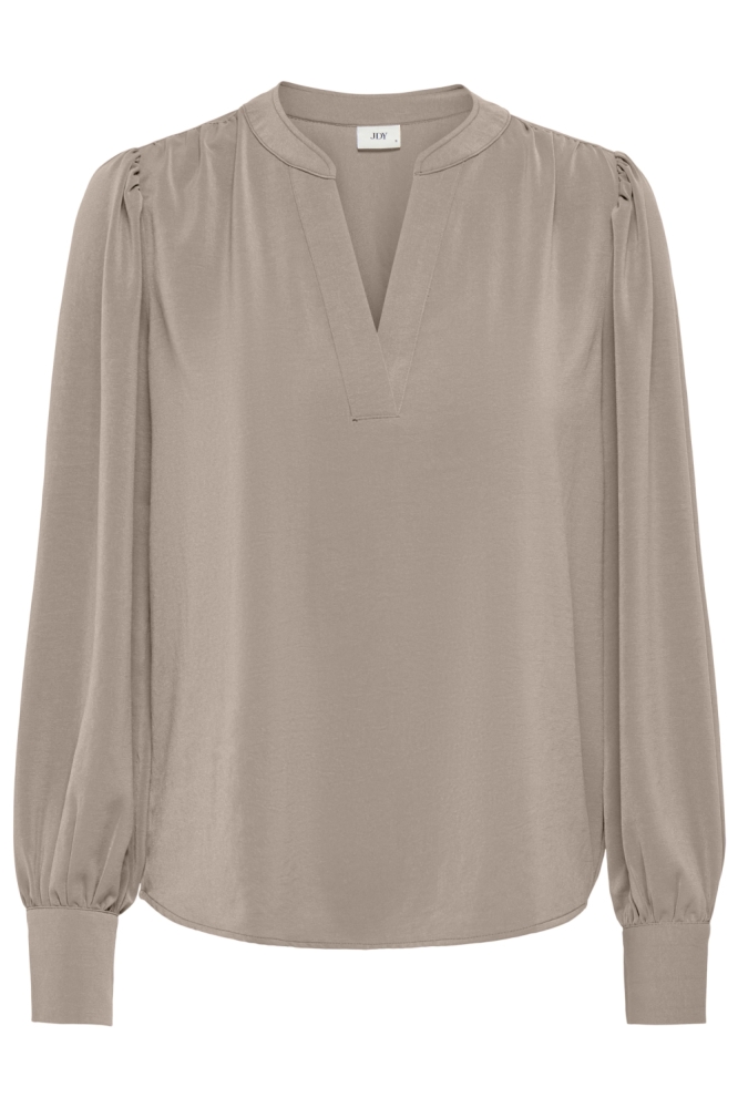 Jacqueline de Yong taupe dames blouse | Vooraanzicht