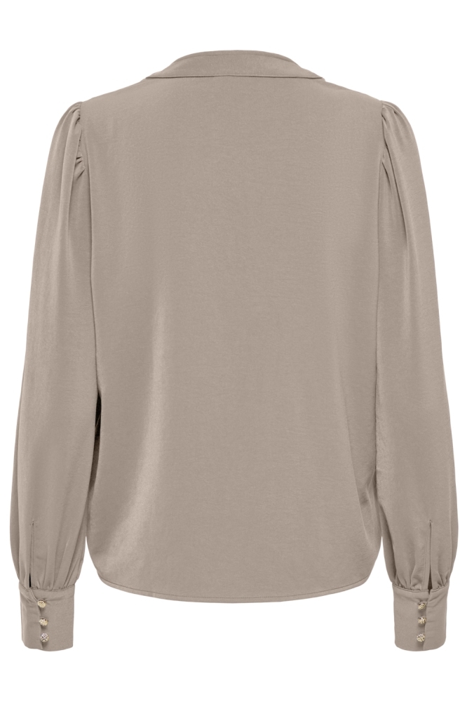 Jacqueline de Yong taupe dames blouse | Achteraanzicht