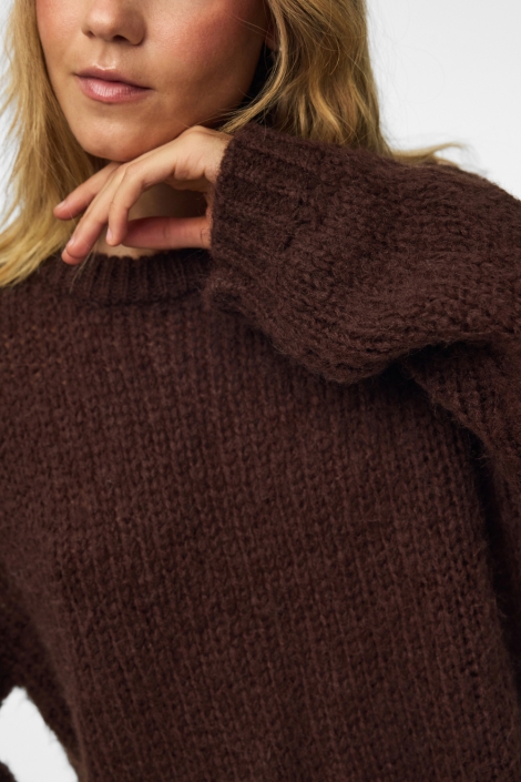 Pieces bruine dames trui | Close up