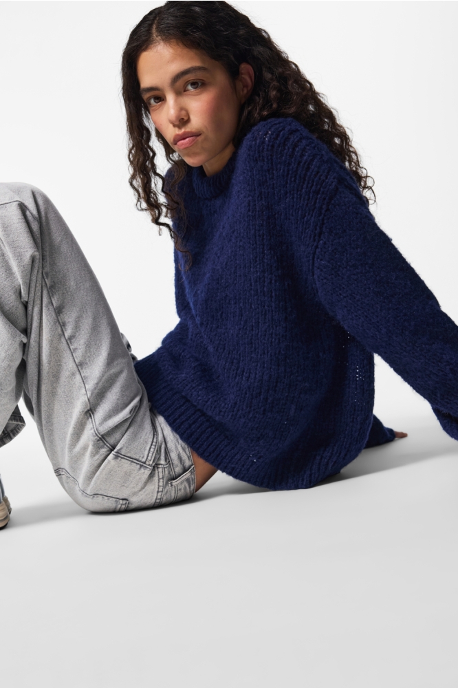 Pieces blauwe dames trui | Model