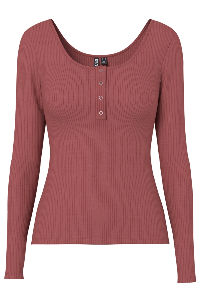 Pieces cognac dames t-shirt | Vooraanzicht