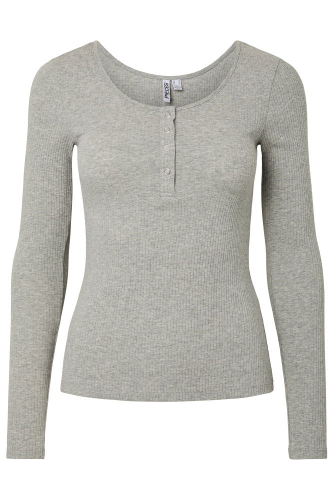 Pieces grijze dames t-shirt | Vooraanzicht