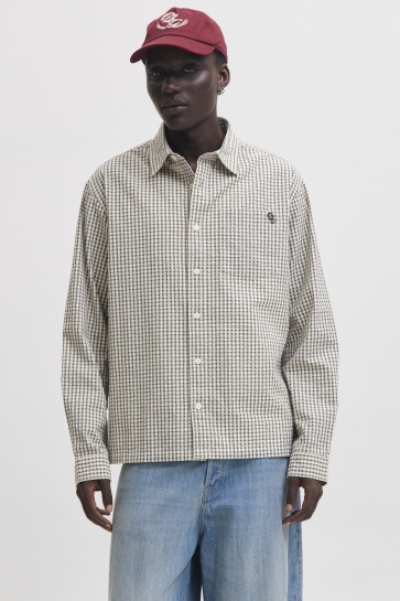 Jack & Jones Overhemd JORMENTON SEERSUCKER SHIRT LS STYD 12315905 Cloud Dancer/CHECKS