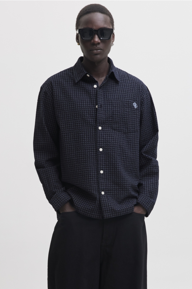 Jack & Jones blauwe heren overhemd | Model vooraanzicht