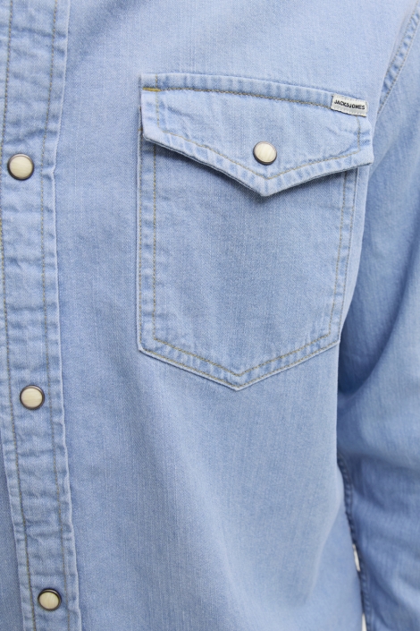 Jack & Jones blauwe heren blouse | Close up