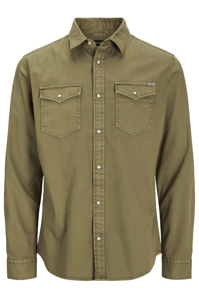Jack & Jones groene heren blouse | Vooraanzicht