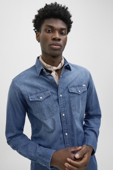 Jack & Jones Blouse JAUSHERIDAN SHIRT L S NOOS 12138115 Medium Blue Denim/Slim