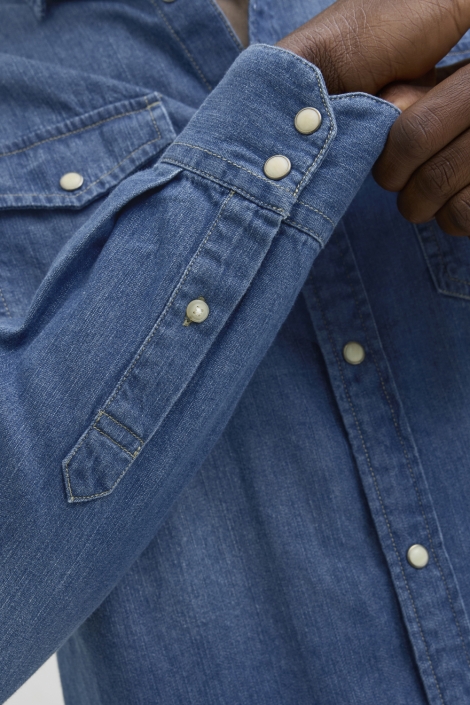 Jack & Jones blauwe heren blouse | Close up