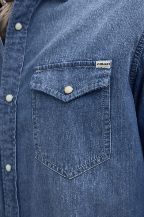Jack & Jones blauwe heren blouse | Close up
