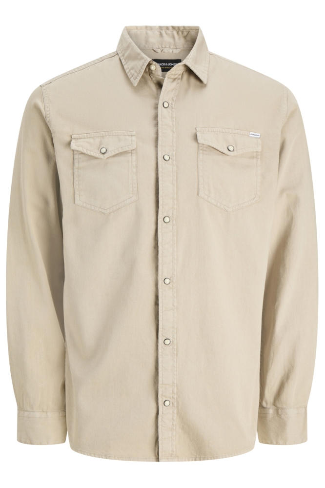 Jack & Jones beige heren blouse | Vooraanzicht