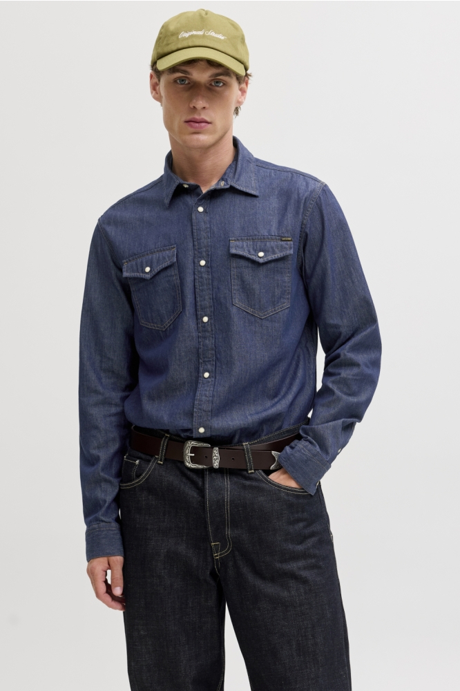 Jack & Jones blauwe heren blouse | Model vooraanzicht
