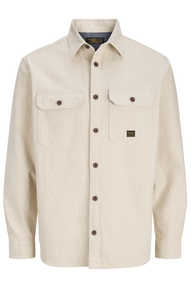Jack & Jones taupe heren overhemd | Vooraanzicht