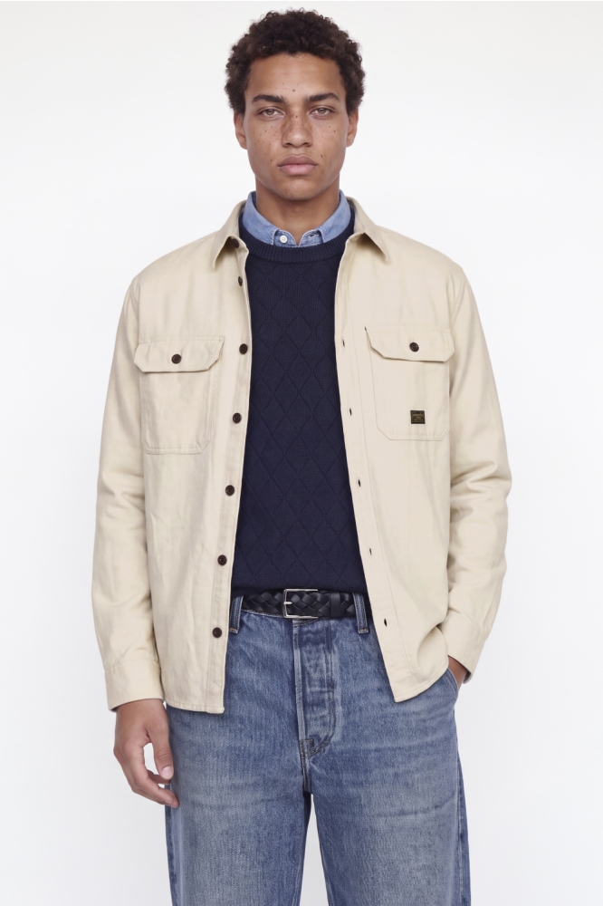 Jack & Jones taupe heren overhemd | Model vooraanzicht