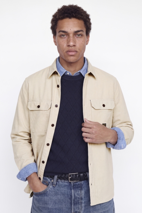 Jack & Jones taupe heren overhemd | Model vooraanzicht