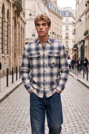 Jack & Jones Overhemd JPRBLUIVY CHECK L/S OVERSHIRT SN 12301357 Dark Navy