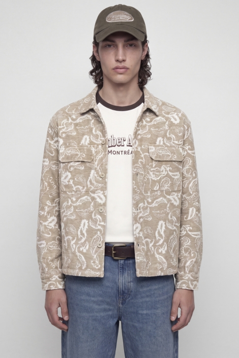 Jack & Jones beige heren overhemd | Model vooraanzicht