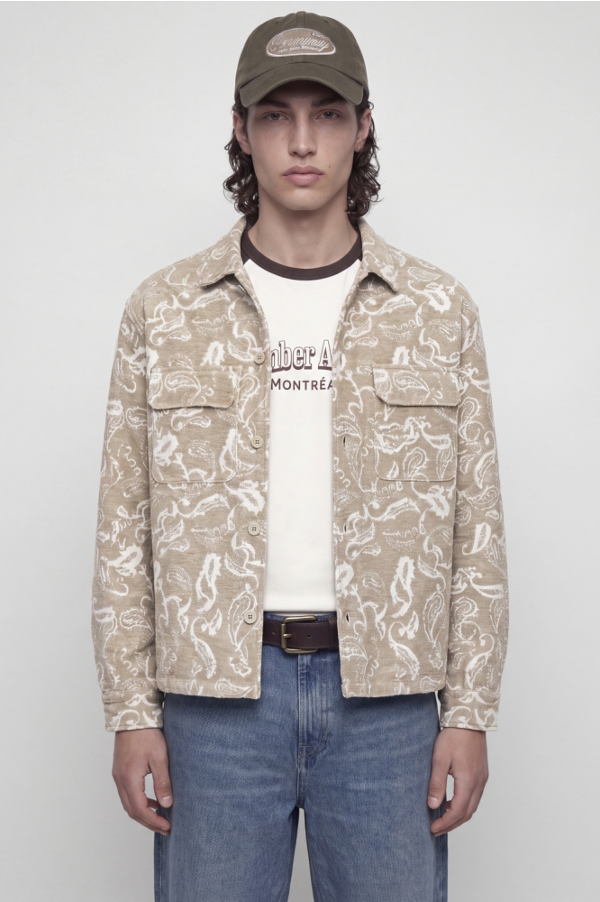 Jack & Jones beige heren overhemd | Model vooraanzicht