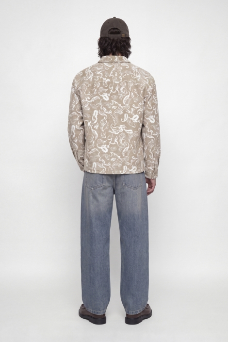 Jack & Jones beige heren overhemd | Model achteraanzicht