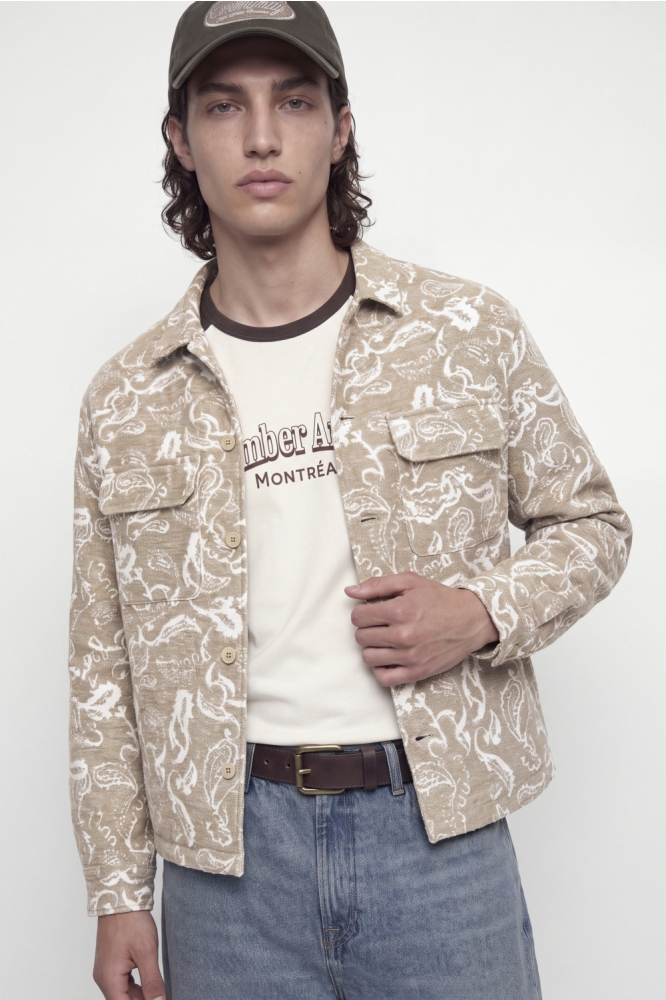 Jack & Jones beige heren overhemd | Model vooraanzicht