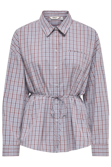 Only Blouse ONLZIVA LS CHECK SHIRT WVN EX 15394376 Blue Fog/white/red