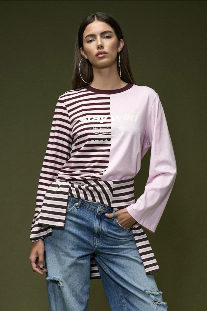 Only roze dames t-shirt | Model vooraanzicht