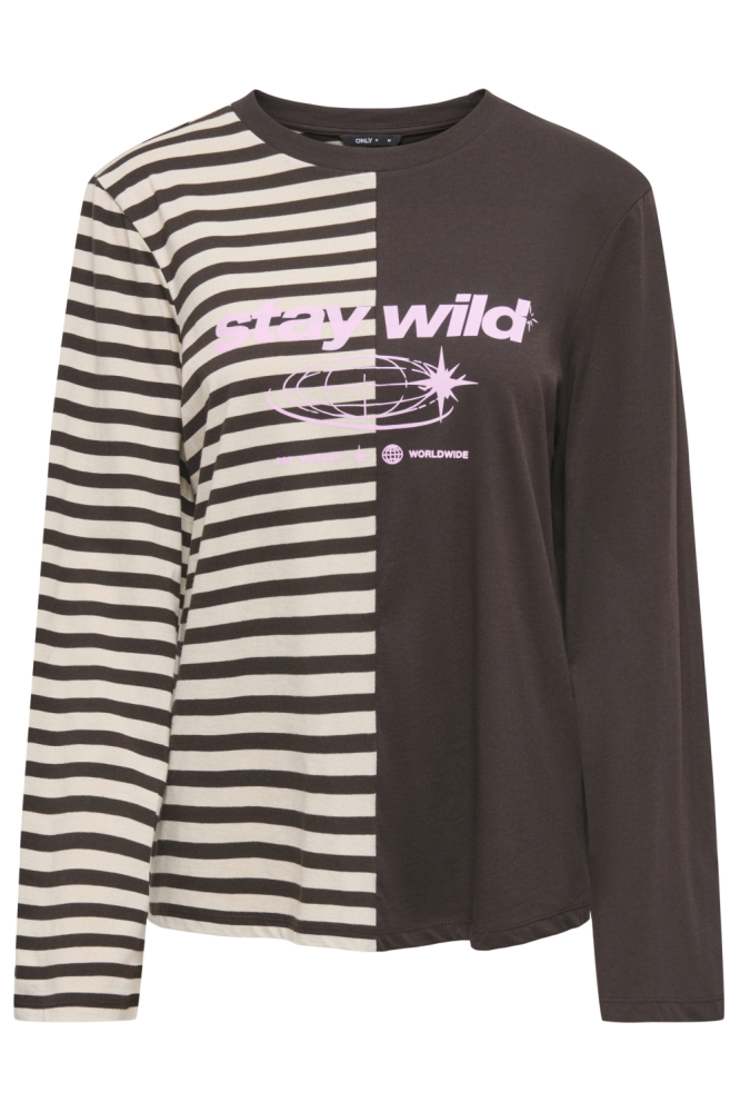 Only bruine dames t-shirt | Vooraanzicht