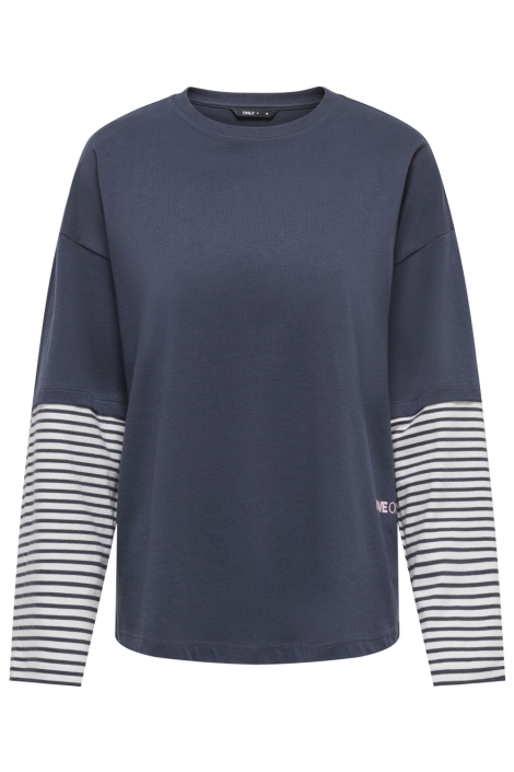 Only blauwe dames t-shirt | Vooraanzicht