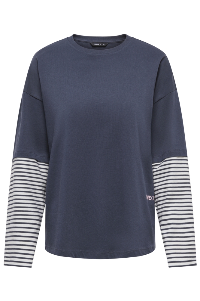 Only blauwe dames t-shirt | Vooraanzicht