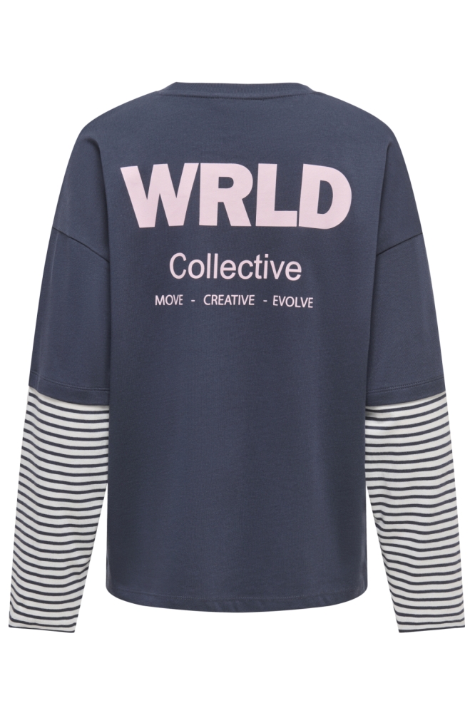 Only blauwe dames t-shirt | Achteraanzicht