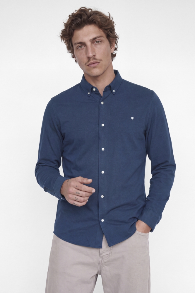Jack & Jones blauwe heren overhemd | Model achteraanzicht
