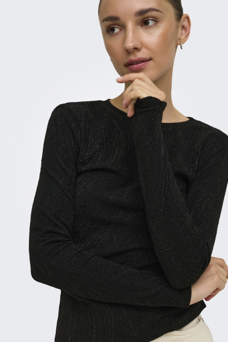 Jacqueline de Yong zwarte dames t-shirt | Model vooraanzicht