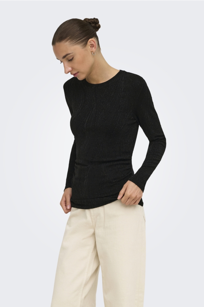 Jacqueline de Yong zwarte dames t-shirt | Model vooraanzicht