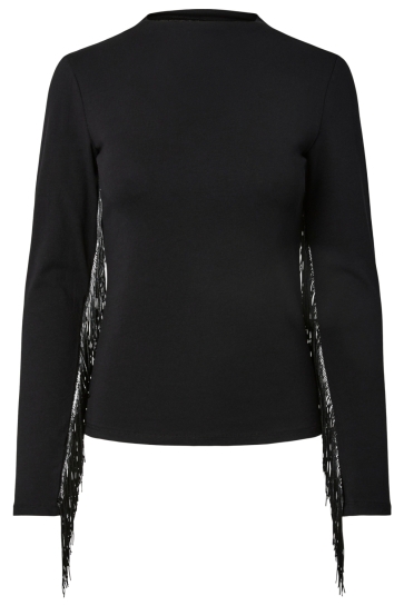 Pieces T-shirt PCOLLIE LS O-NECK FRILLS TOP JRS D2 17171344 Black