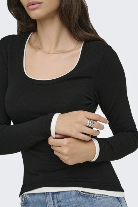 Only zwarte dames t-shirt | Close up