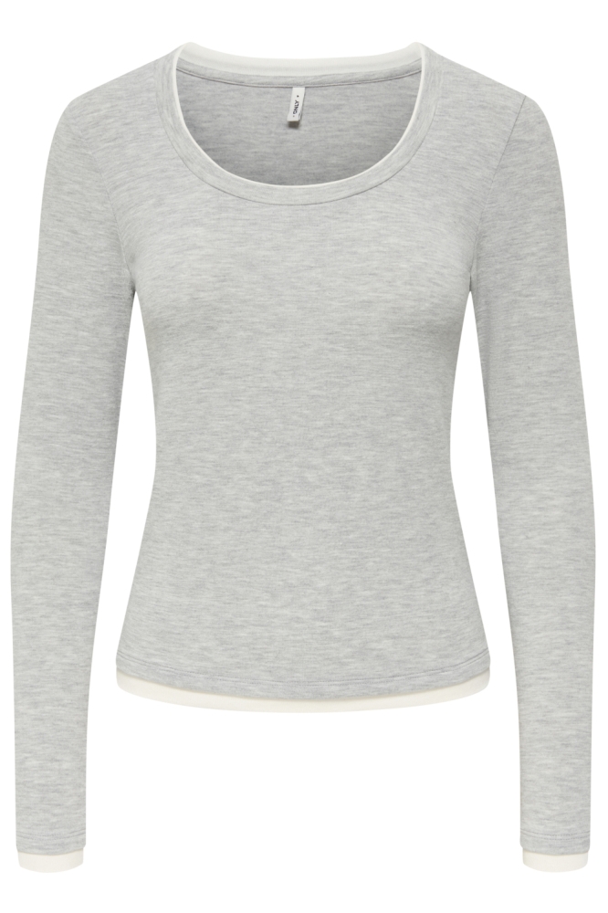 Only grijze dames t-shirt | Vooraanzicht