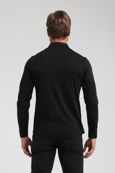 Gabbiano zwarte heren overhemd | Model achteraanzicht