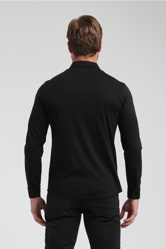 Gabbiano zwarte heren overhemd | Model achteraanzicht