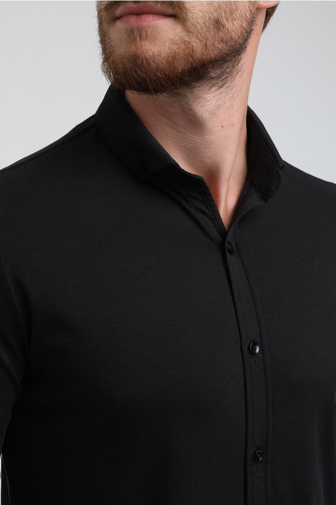 Gabbiano zwarte heren overhemd | Close up