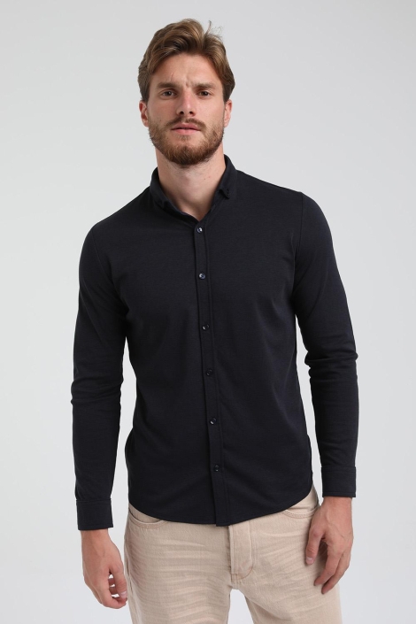 Gabbiano blauwe heren overhemd | Model vooraanzicht