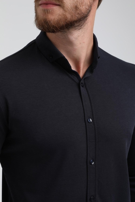 Gabbiano blauwe heren overhemd | Close up