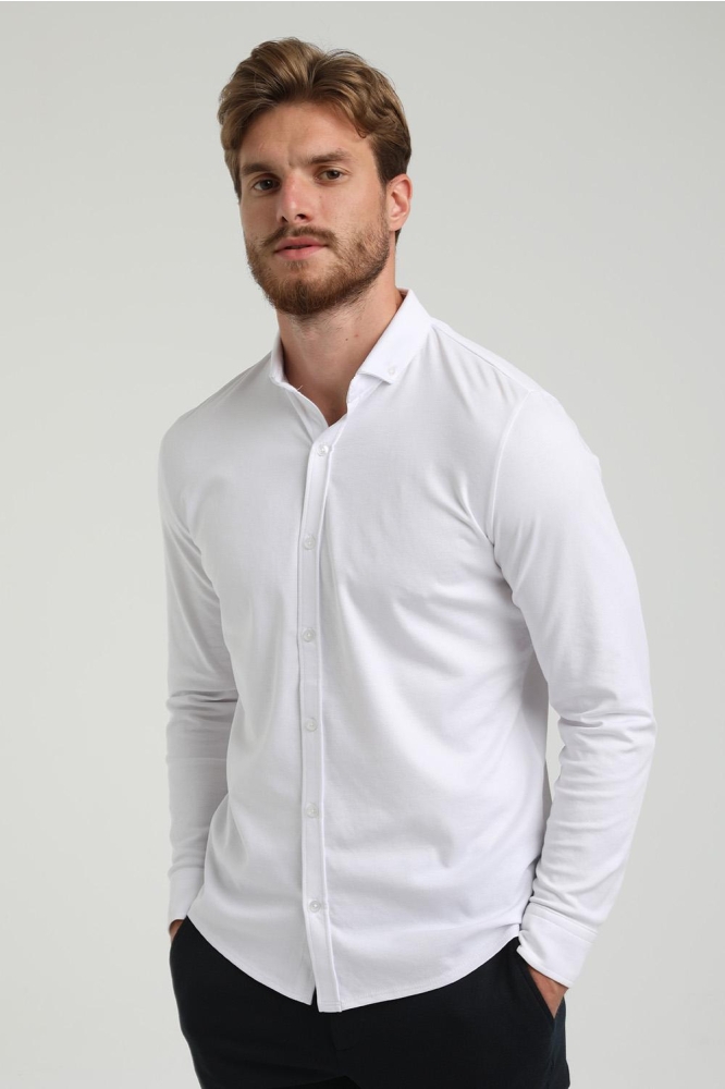 Gabbiano witte heren overhemd | Model vooraanzicht