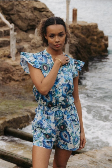 Garcia Blouse BLOUSE MET PRINT F50030 1257 BLUE WAVE