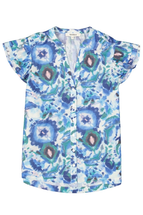 Garcia blauwe dames blouse | Vooraanzicht