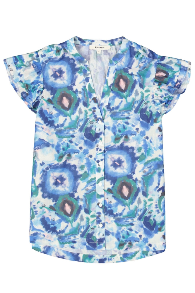 Garcia blauwe dames blouse | Vooraanzicht