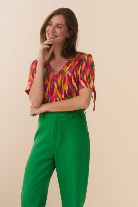 Lofty Manner roze dames blouse | Model vooraanzicht