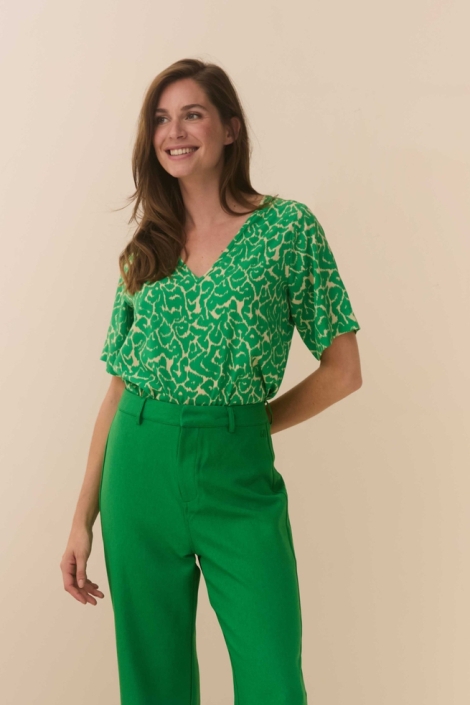 Lofty Manner groene dames t-shirt | Model vooraanzicht