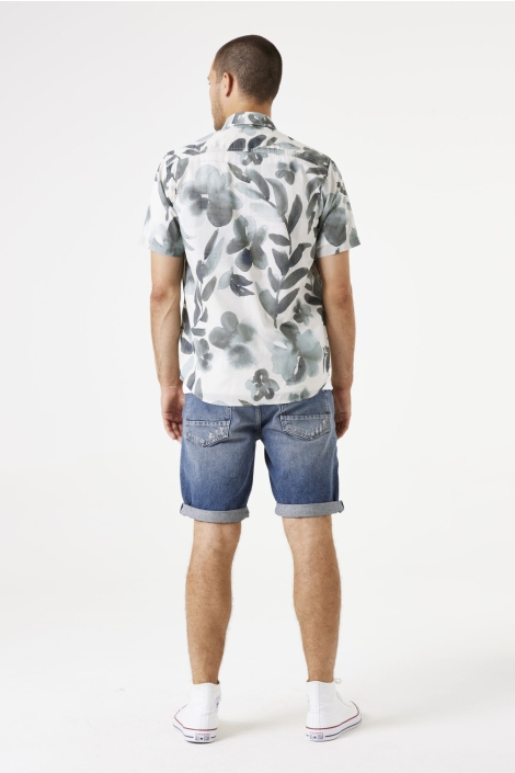 Garcia grijze heren overhemd | Model achteraanzicht