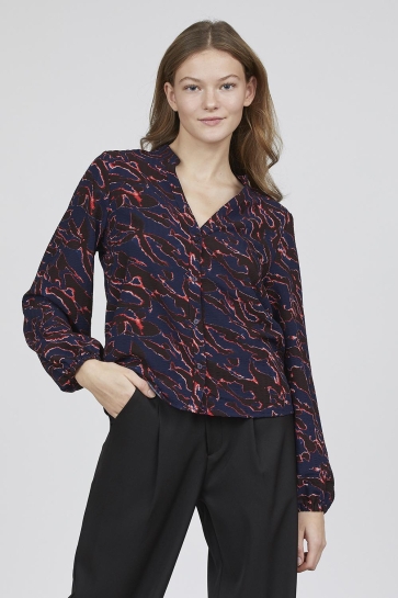 SisterS point Blouse VIABA LS SH 18392 NAVY/RED